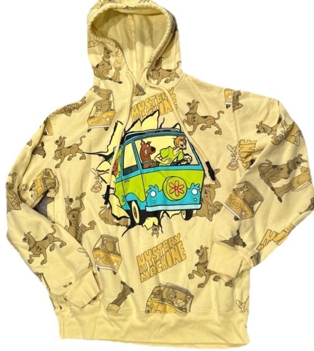 Scooby Doo Shaggy Mystery Machine Graphic Hoodie Sweatshirt Women M Yellow VtG